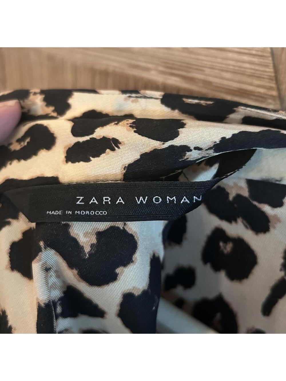 Zara Womens Corporate Chic Leopard Print Midi Dress Mock Neck Small Office Siren - Picture 6 of 6